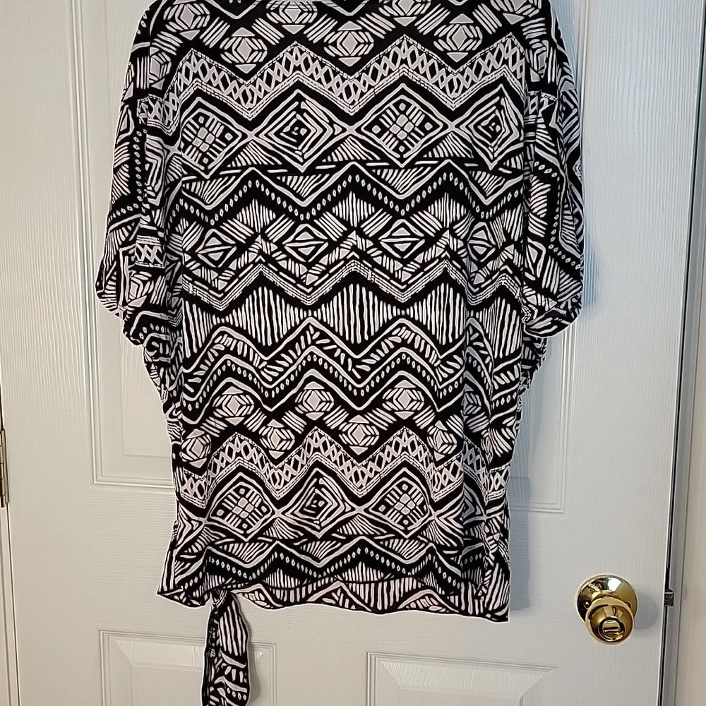 Shannon Ford New York Blouse Black White XL New Short Sleeve